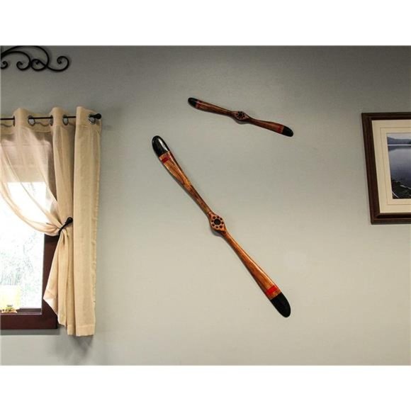 24 Inch Hand Carved Wooden Propeller Vintage Aviation Home Decor Wall Sculpture - Picture 2 of 6